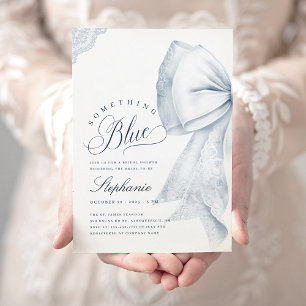 Invitación Algo de ducha de novia azul Bow