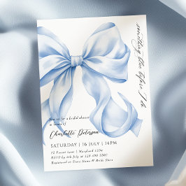 Invitación Algo de ducha de novia azul Bow