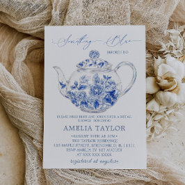 Invitación Algo de Fiesta de té azul ducha de novia