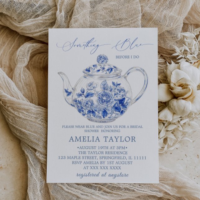 Invitación Algo de Fiesta de té azul ducha de novia (Subido por el creador)