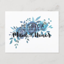 Invitación Algo de Floral azul será mi empleada de honor