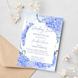 Invitación Algo de hortensias azules elegante ducha de novia