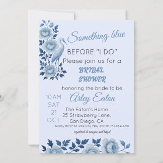 Invitación Algo de la ducha de novia Chinoiserie azul