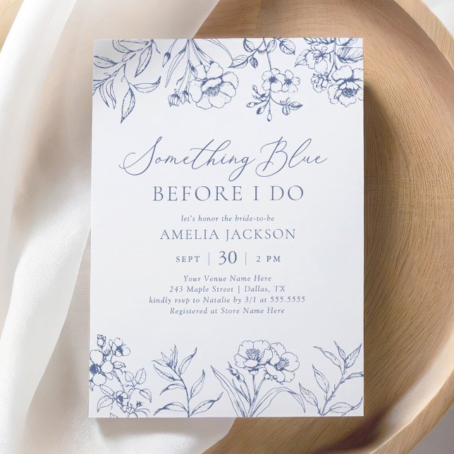 Invitación Algo de la ducha de novia Chinoiserie azul (Subido por el creador)