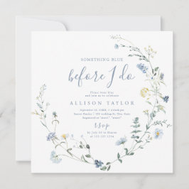 Invitación Algo de la ducha nupcial de Boho Blue Wildflower