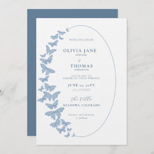 Invitación Algo de mariposas azules enmarañar la elegante bod