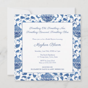 Invitación Algo de Moda azul Chinoiserie Bridal Shower