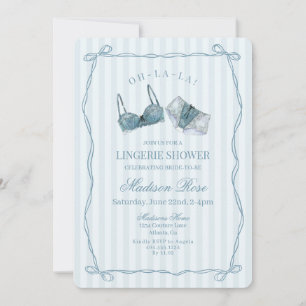 Invitación Algo de Ropa Interior de Encaje Azul para Ducha