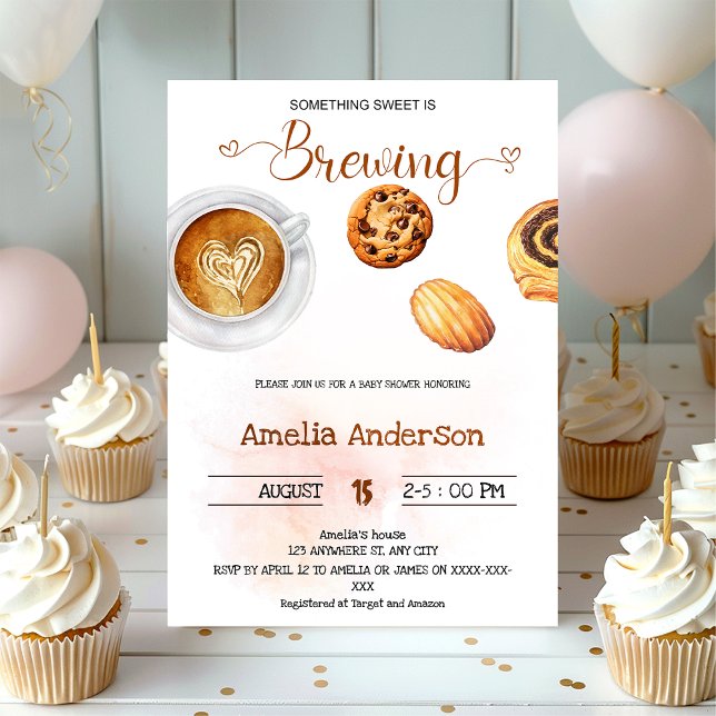Invitación Algo dulce es preparar Baby Shower acuarela (Subido por el creador)