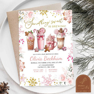 Invitación Algo Dulce Rosa Brewing Café Bebé Niña