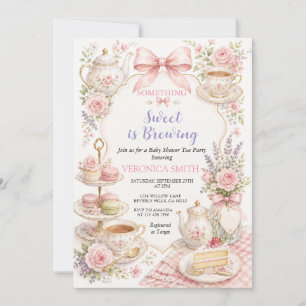 Invitación Algo dulce se está preparando Fiesta de té para ba