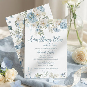 Invitación Algo Floral Azul Antes De Hacer Ducha Británica