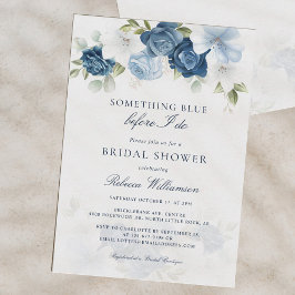 Invitación Algo Floral Azul Antes De Hacer Ducha Británica