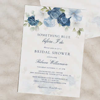 Invitación Algo Floral Azul Antes De Hacer Ducha Británica