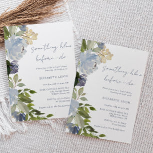 Invitación Algo Floral Azul Antes de Hacer Duchas de Novia