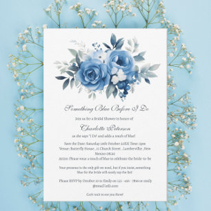 Invitación Algo floral azul antes de que yo lo haga, baby sho
