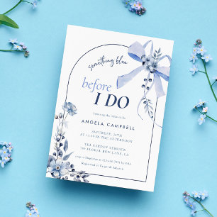 Invitación Algo Floral Azul Bow Arch Ducha Británica