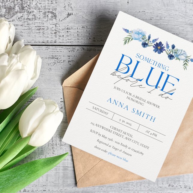 Invitación Algo Floral Azul ducha de novia (Subido por el creador)