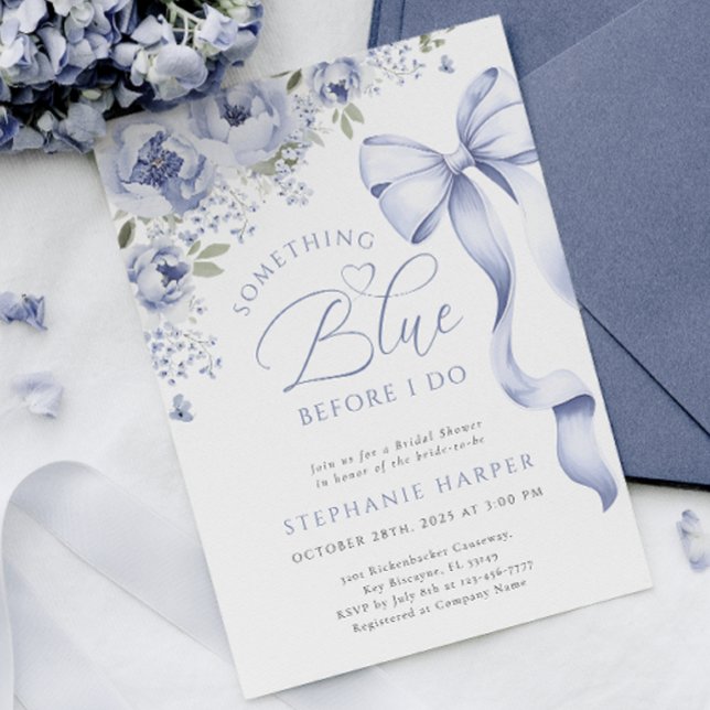 Invitación Algo Floral Azul ducha de novia (Subido por el creador)