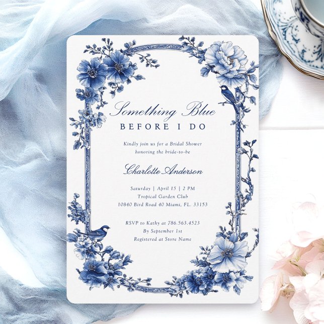 Invitación Algo Floral Azul ducha de novia (Subido por el creador)