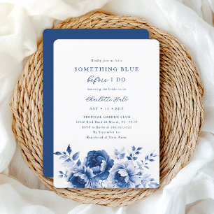 Invitación Algo Floral Azul ducha de novia