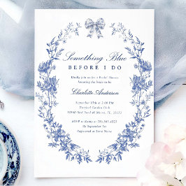 Invitación Algo Floral Azul ducha de novia
