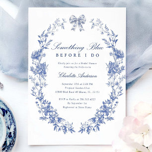Invitación Algo Floral Azul ducha de novia