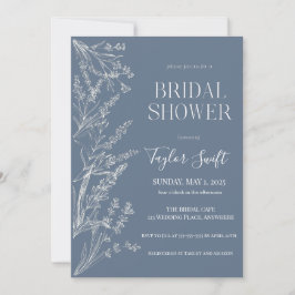 Invitación Algo Floral Azul ducha de novia