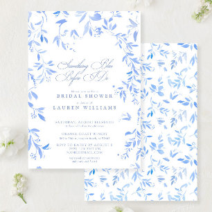 Invitación Algo Floral Azul Floral Script Ducha de novia