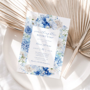 Invitación Algo Floral Azul Fotograma Brillante Ducha