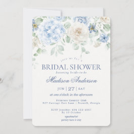 Invitación Algo Floral Azul Hidrangea Ducha Británica