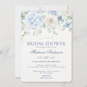 Invitación Algo Floral Azul Hidrangea Ducha Británica