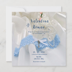 Invitación Algo prestado Algo Invitado De Boda Azul