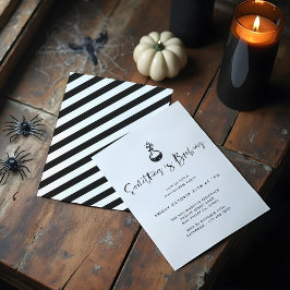 Invitación Algo se está preparando Black Minimal Halloween Pa