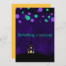 Invitación Algo se está preparando para la fiesta de Hallowee