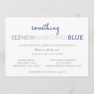 Invitación Algo viejo, nuevo, pedido prestado, azul