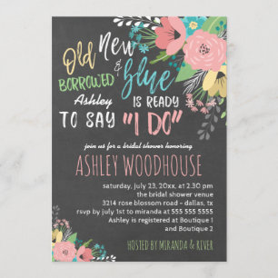 Invitación Algo viejo y nuevo que hago Chalkboard Brillante D