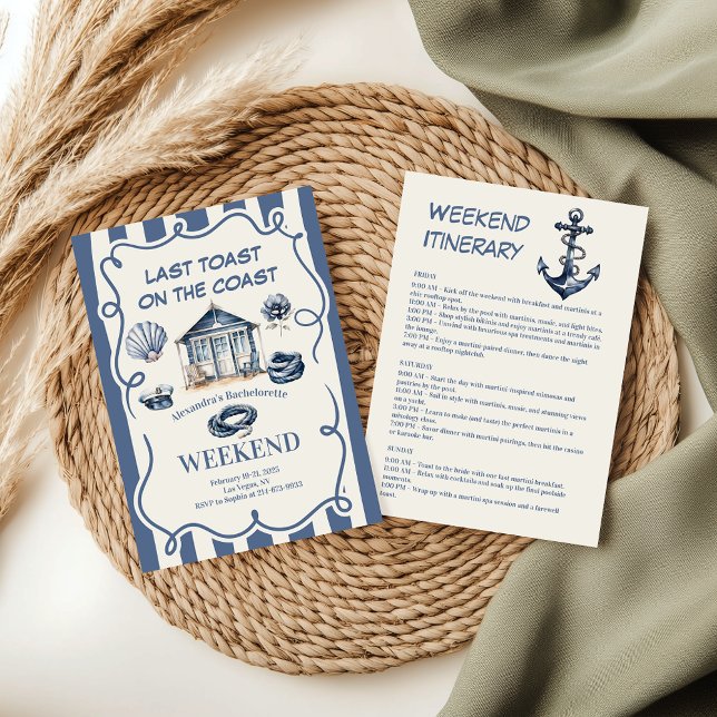 Invitación Algodón costero Rope Nautical Blue Bachelorette (Subido por el creador)