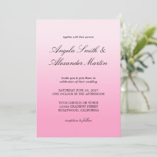 Invitación Algodón de azúcar rosa gradiente minimalista moder