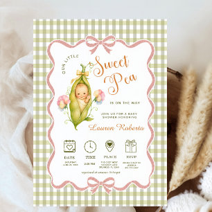 Invitación Algodón de azúcar Sweet Pea en camino lazo rosa Ge