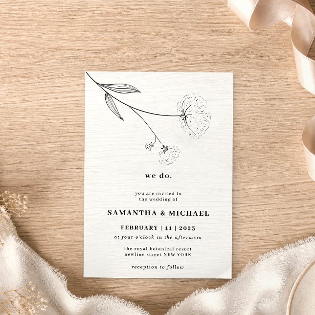 Invitación Algodón Flor Blanca Clara Botánica hacemos (Subido por el creador)