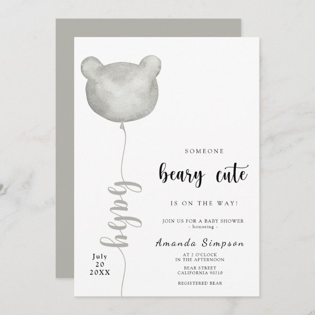 Invitación Alguien Beary Cute está en camino a la ducha para  (Anverso / Reverso)