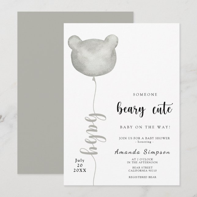 Invitación Alguien Beary Cute está en camino a la ducha para  (Anverso / Reverso)