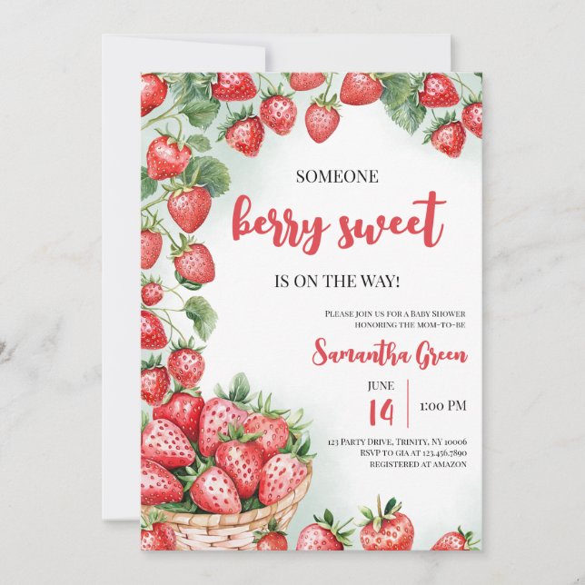 Invitación Alguien Berry Sweet Baby Shower (Anverso)