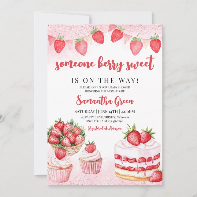Invitación Alguien Berry Sweet Baby Shower (Anverso)