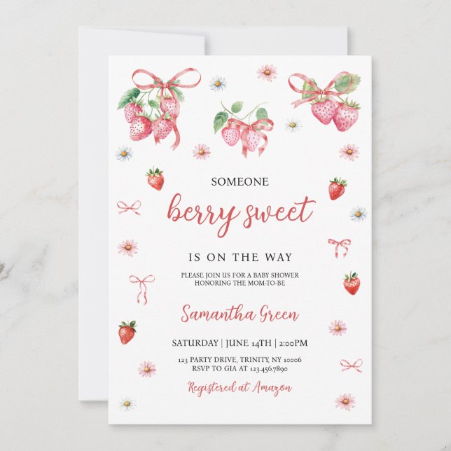 Invitación Alguien Berry Sweet Baby Shower (Anverso)