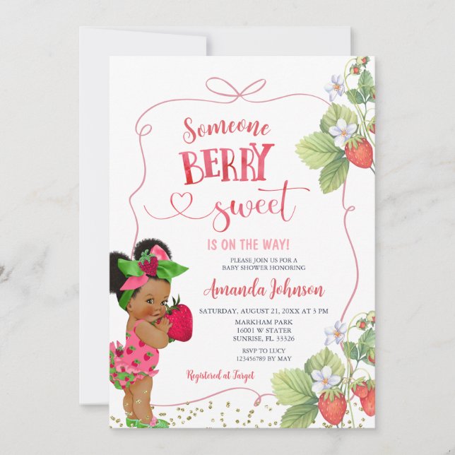 Invitación Alguien Berry Sweet Baby Shower Hand Drake (Anverso)