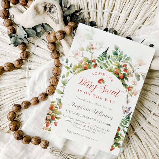 Invitación Alguien Berry Sweet Forest Strawberry Baby Shower (Subido por el creador)