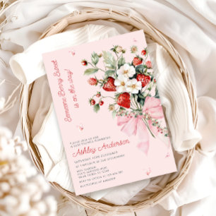 Invitación Alguien Berry Sweet Modern Pink Bow Baby Shower