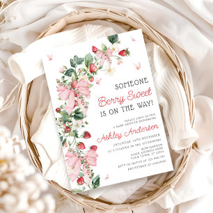 Invitación Alguien Berry Sweet Pink Bow Chica Baby Shower